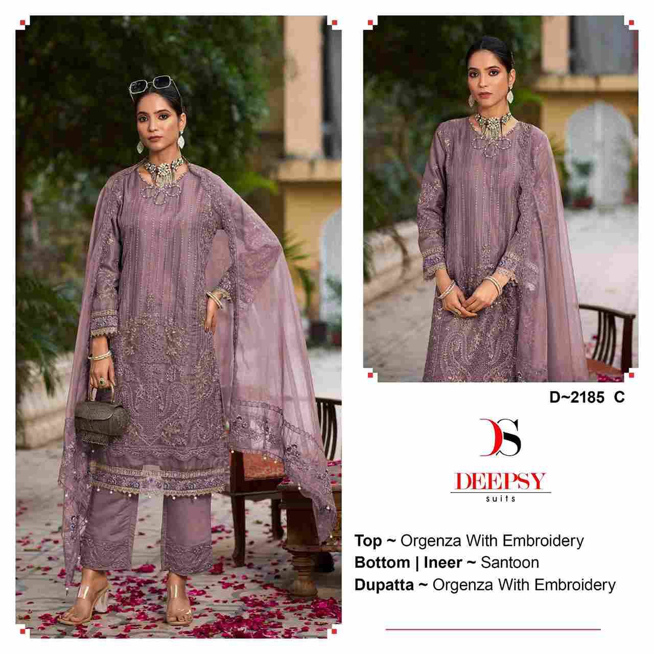 Deepsy Hit Design 2185 Colours By Deepsy Suits 2185-A To 2185-D Series Beautiful Pakistani Suits Colorful Stylish Fancy Casual Wear & Ethnic Wear Organza Embroidered Dresses At Wholesale Price