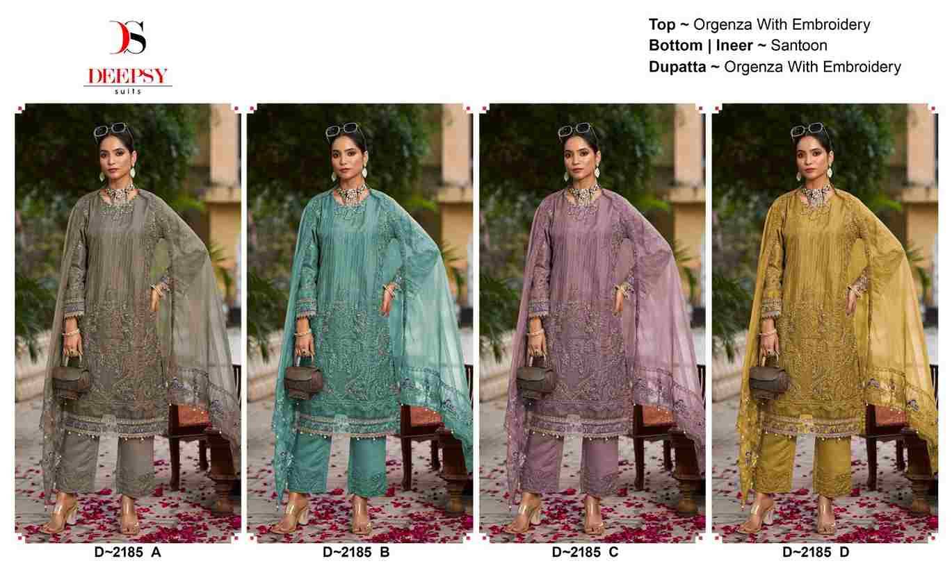 Deepsy Hit Design 2185 Colours By Deepsy Suits 2185-A To 2185-D Series Beautiful Pakistani Suits Colorful Stylish Fancy Casual Wear & Ethnic Wear Organza Embroidered Dresses At Wholesale Price