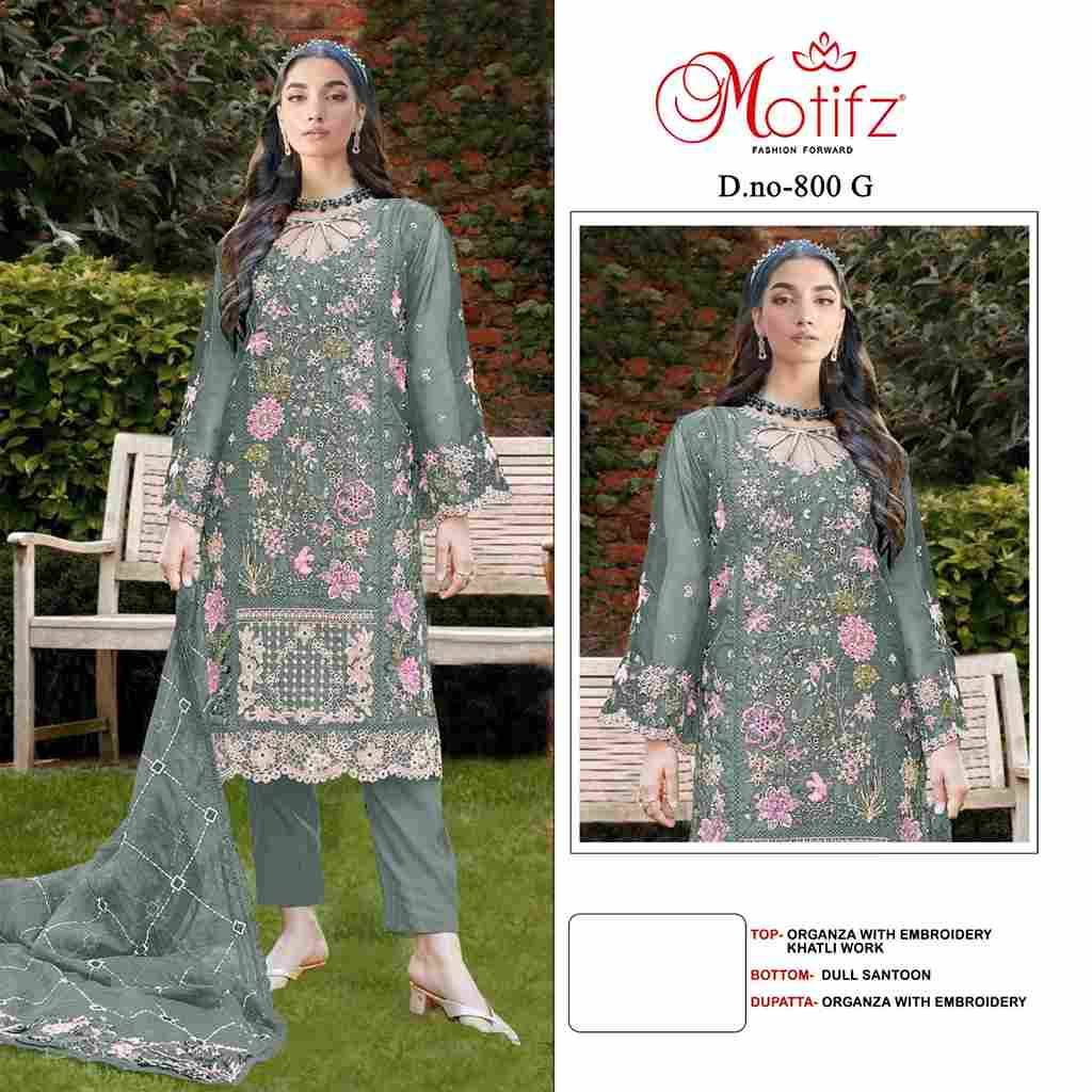 Motifz Hit Design 800 Colours Vol-2 By Motifz 800-E To 800-H Series Beautiful Pakistani Suits Colorful Stylish Fancy Casual Wear & Ethnic Wear Organza Dresses At Wholesale Price