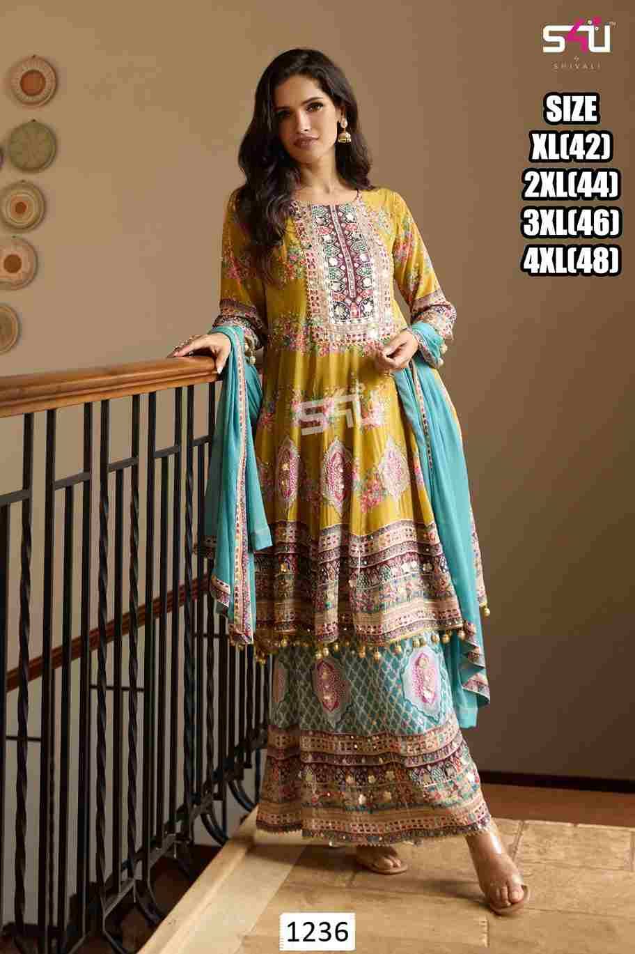 S4U 1235 Series By S4U Fashion Beautiful Sharara Suits Colorful Stylish Fancy Casual Wear & Ethnic Wear Georgette/Muslin Embroidery Dresses At Wholesale Price