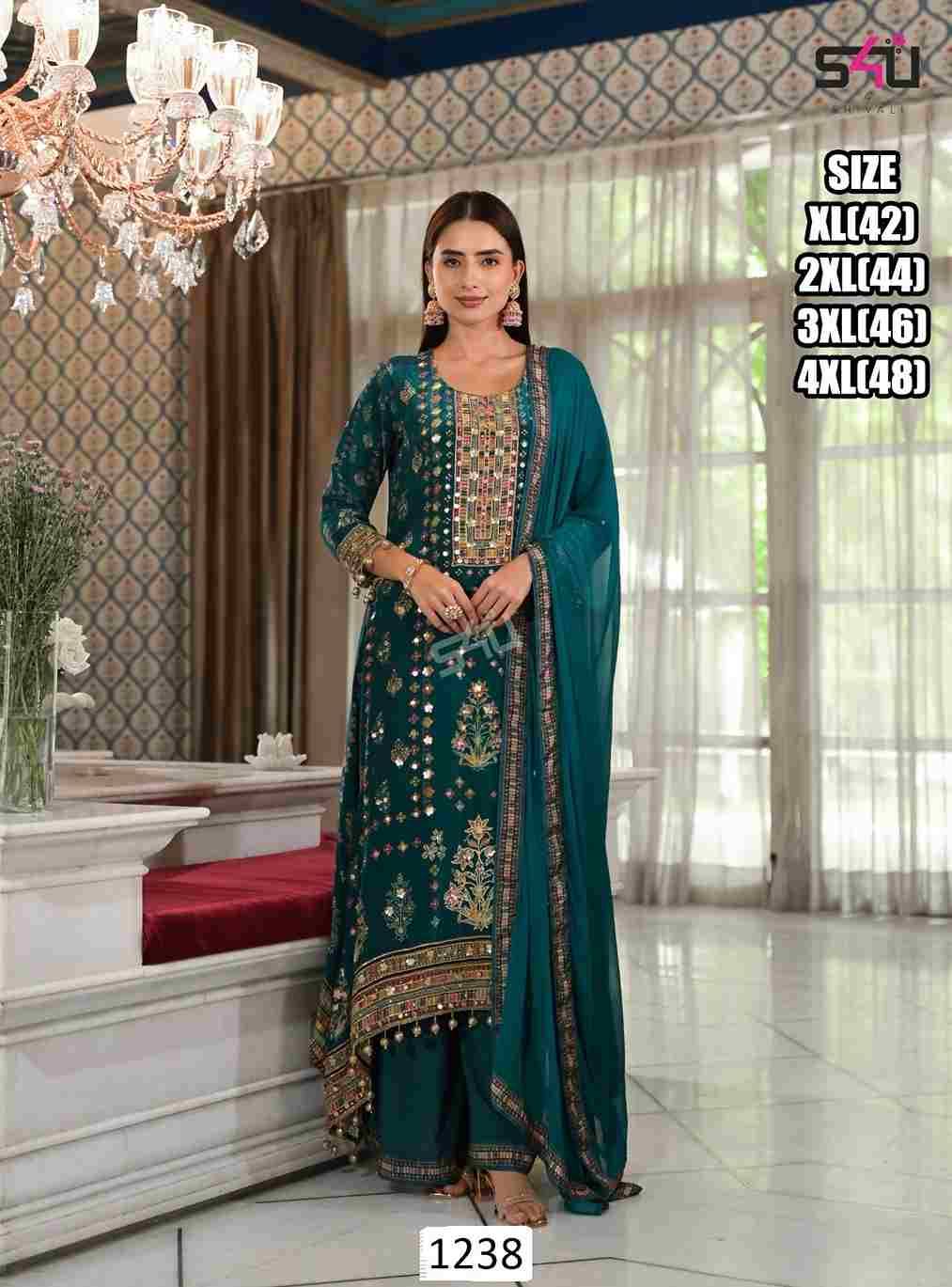 S4U 1235 Series By S4U Fashion Beautiful Sharara Suits Colorful Stylish Fancy Casual Wear & Ethnic Wear Georgette/Muslin Embroidery Dresses At Wholesale Price