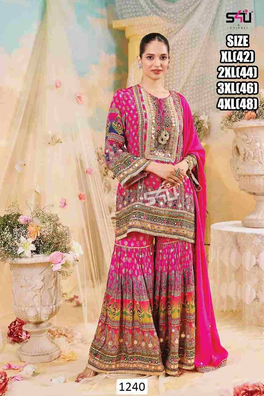 S4U 1235 Series By S4U Fashion Beautiful Sharara Suits Colorful Stylish Fancy Casual Wear & Ethnic Wear Georgette/Muslin Embroidery Dresses At Wholesale Price