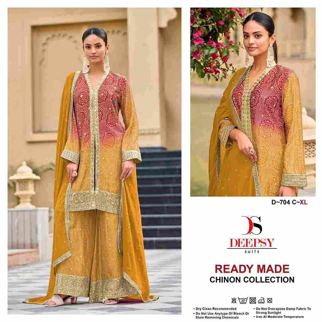 Deepsy Hit Design 704 Colours By Deepsy Suits 704-A To 704-D Series Beautiful Pakistani Suits Colorful Stylish Fancy Casual Wear & Ethnic Wear Pure Chinnon Embroidered Dresses At Wholesale Price