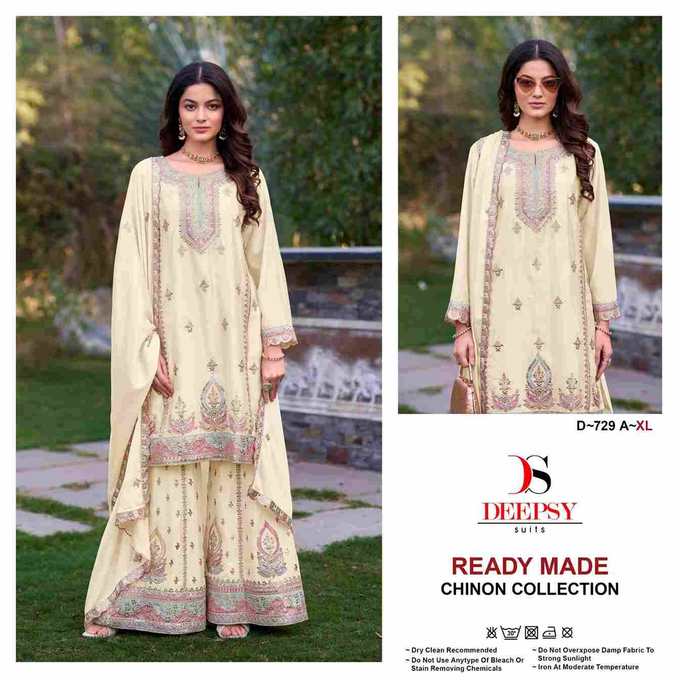 Deepsy Hit Design 729 Colours By Deepsy Suits 729-A To 729-D Series Beautiful Pakistani Suits Colorful Stylish Fancy Casual Wear & Ethnic Wear Pure Chinnon Embroidered Dresses At Wholesale Price