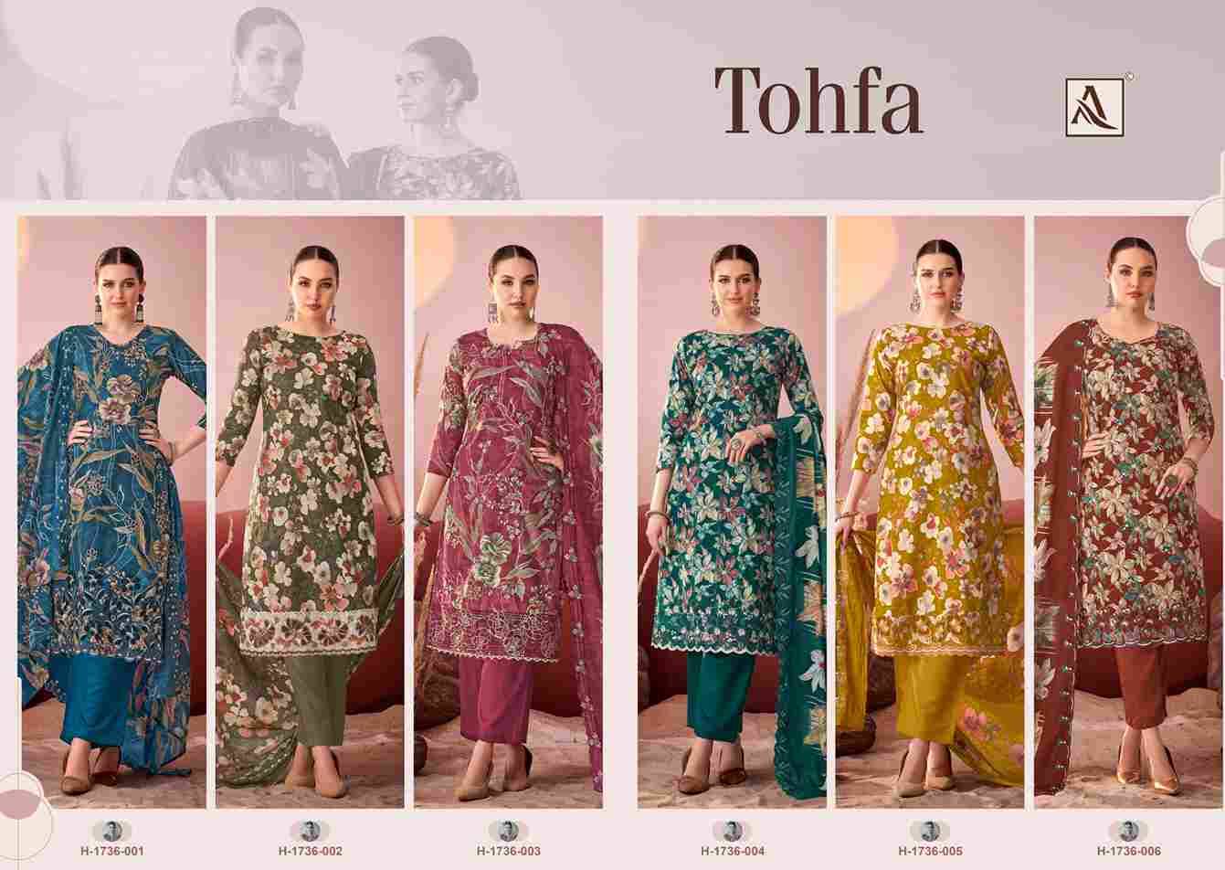 Tohfa By Alok Suit 1736-001 To 1736-006 Series Beautiful Festive Suits Colorful Stylish Fancy Casual Wear & Ethnic Wear Pure Cambric Print With Embroidered Dresses At Wholesale Price