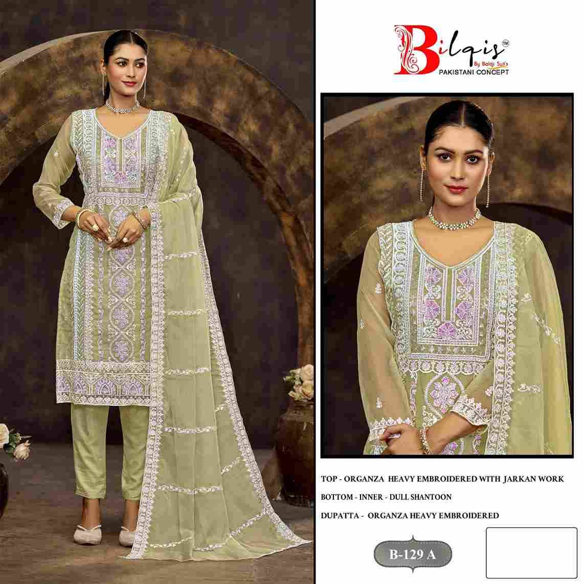 Bilqis 129 Colours By Bilqis 129-A To 129-D Series Beautiful Pakistani Suits Stylish Fancy Colorful Party Wear & Occasional Wear Organza Embroidery Dresses At Wholesale Price