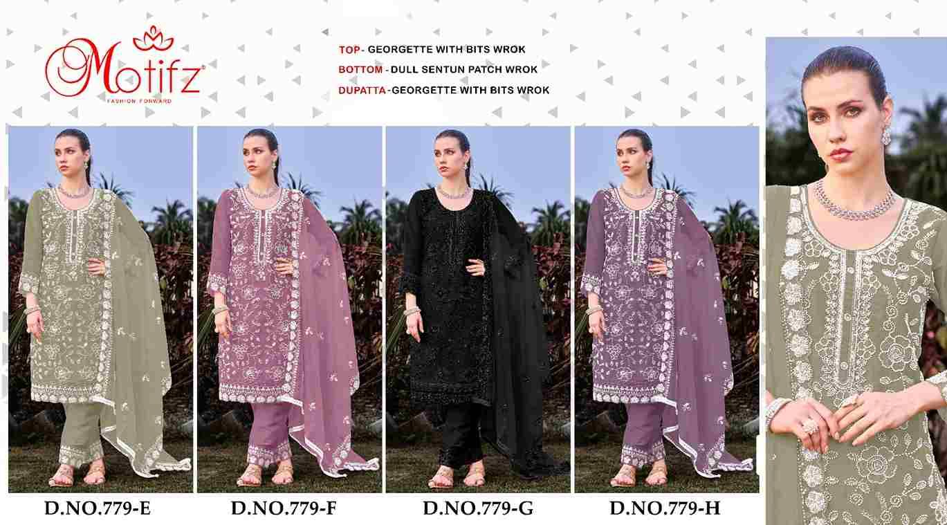 Motifz Hit Design 779 Colours Vol-2 By Motifz 779-E To 779-H Series Beautiful Pakistani Suits Colorful Stylish Fancy Casual Wear & Ethnic Wear Georgette Dresses At Wholesale Price