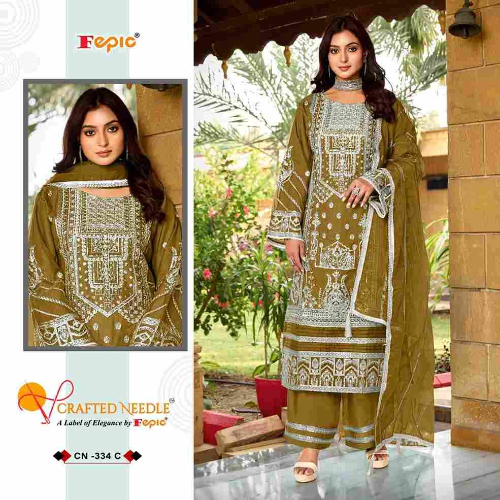 Fepic 334 Colours By Fepic 334-A To 334-C Series Beautiful Pakistani Suits Colorful Stylish Fancy Casual Wear & Ethnic Wear Organza Embroidered Dresses At Wholesale Price