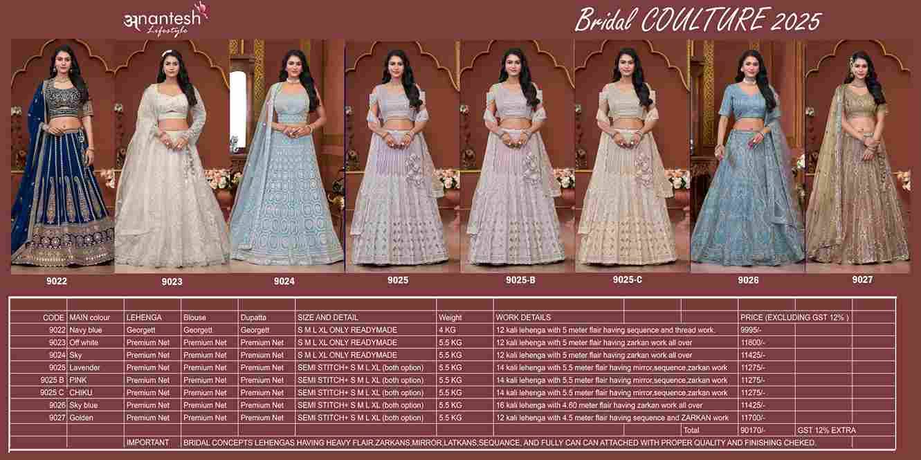 Bridal Couture-2025 By Anantesh Lifestyle Beautiful Colorful Fancy Wedding Collection Occasional Wear & Party Wear Georgette/Net Lehengas At Wholesale Price