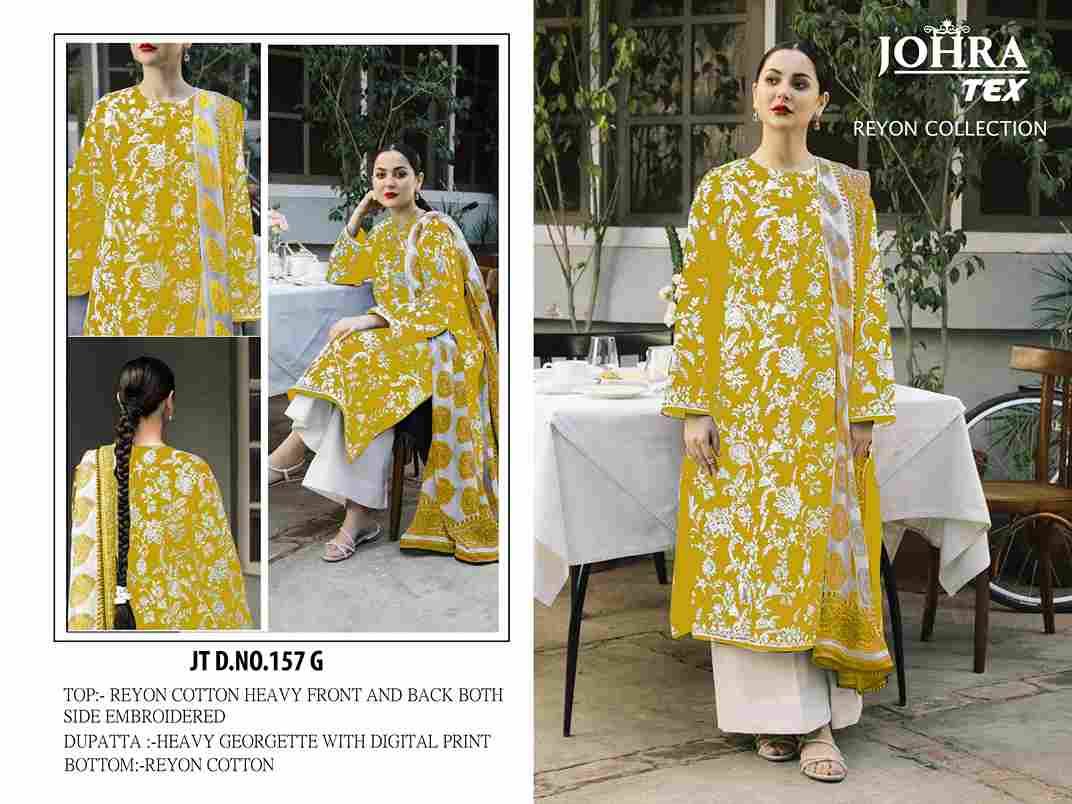 Johra Hit Design 157 Colours Vol-2 By Johra Tex 157-E To 157-I Series Beautiful Pakistani Suits Colorful Stylish Fancy Casual Wear & Ethnic Wear Rayon Cotton Embroidered Dresses At Wholesale Price