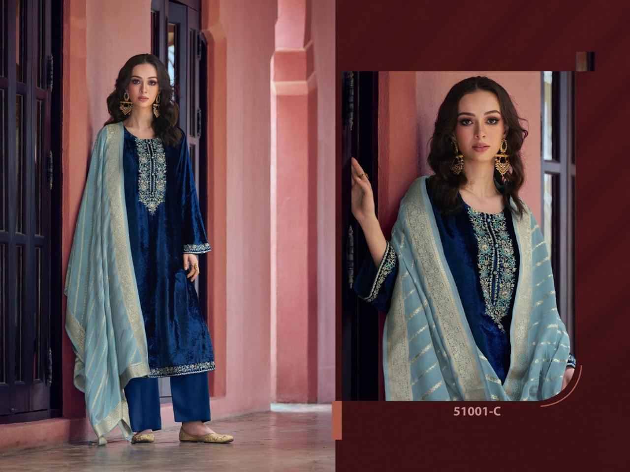 Pakistani Hit Design 51001 Colours By Fashid Wholesale 51001-A To 51001-E Series Designer Pakistani Suits Beautiful Fancy Stylish Colorful Party Wear & Occasional Wear Viscose Velvet Embroidery Dresses At Wholesale Price