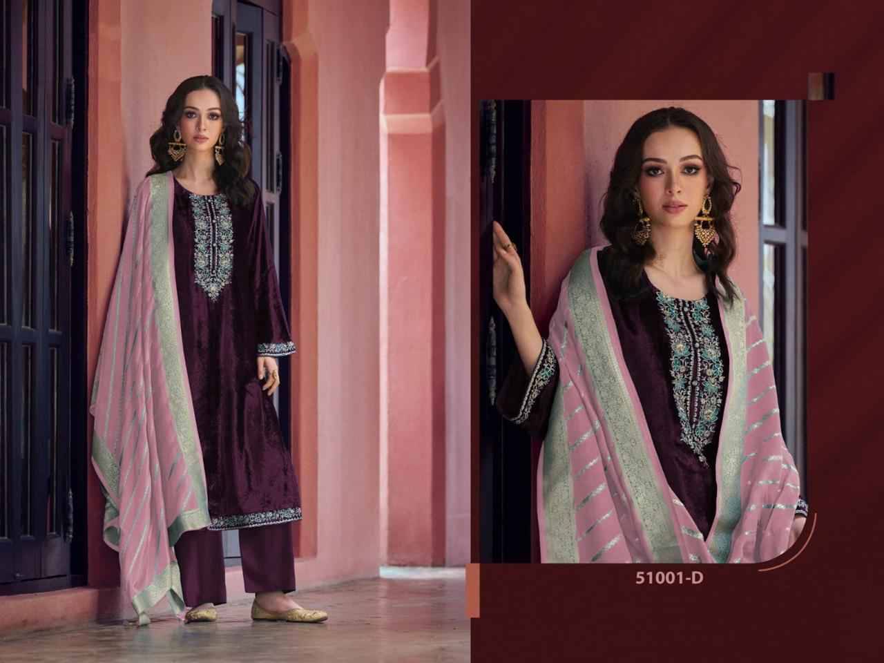 Pakistani Hit Design 51001 Colours By Fashid Wholesale 51001-A To 51001-E Series Designer Pakistani Suits Beautiful Fancy Stylish Colorful Party Wear & Occasional Wear Viscose Velvet Embroidery Dresses At Wholesale Price