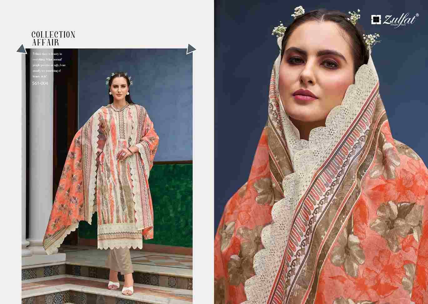 Farhana Vol-8 By Zulfat 561-001 To 561-008 Series Beautiful Festive Suits Stylish Fancy Colorful Casual Wear & Ethnic Wear Pure Cotton Print Dresses At Wholesale Price