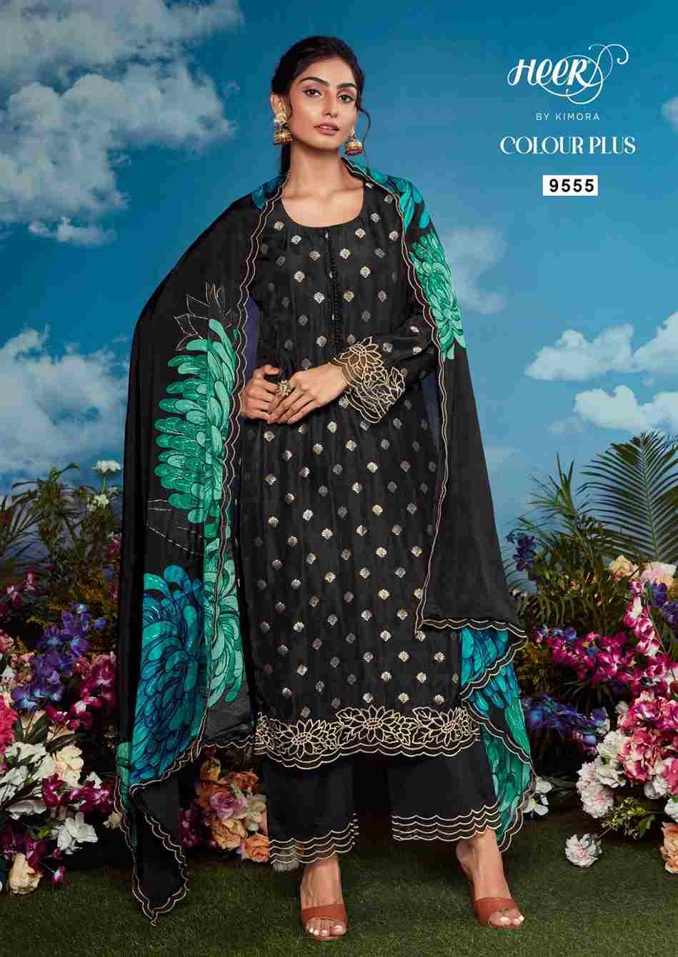 Colour Plus By Kimora Fashion 9551 To 9555 Series Beautiful Suits Colorful Stylish Fancy Casual Wear & Ethnic Wear Pure Organza Print Dresses At Wholesale Price