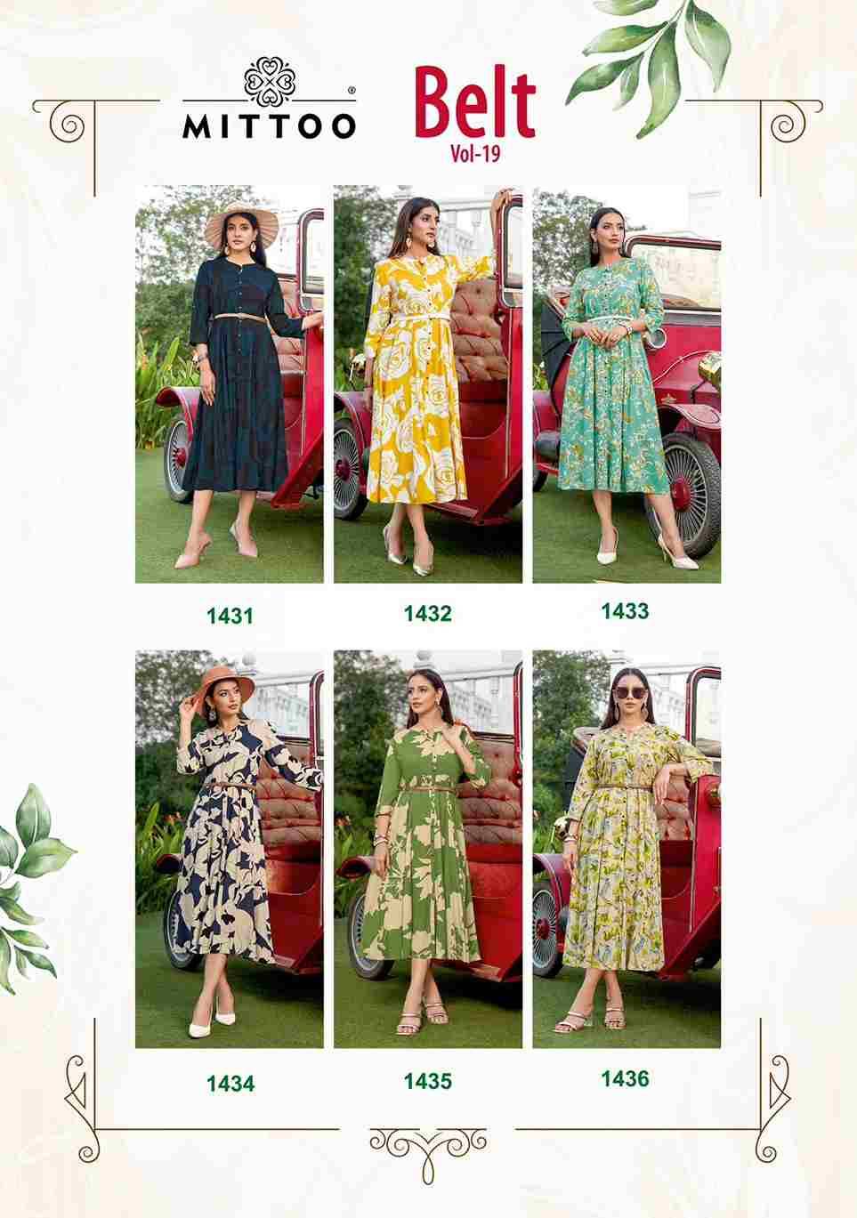 Belt Vol-19 By Mittoo 1431 To 1436 Series Designer Stylish Fancy Colorful Beautiful Party Wear & Ethnic Wear Collection Rayon Print Kurtis At Wholesale Price