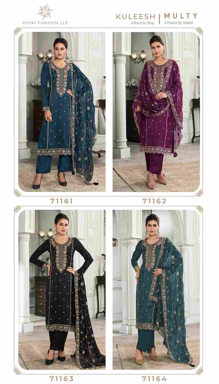 Multy By Vinay Fashion 71161 To 71164 Series Designer Festive Suits Collection Beautiful Stylish Fancy Colorful Party Wear & Occasional Wear Munga Silk Dresses At Wholesale Price