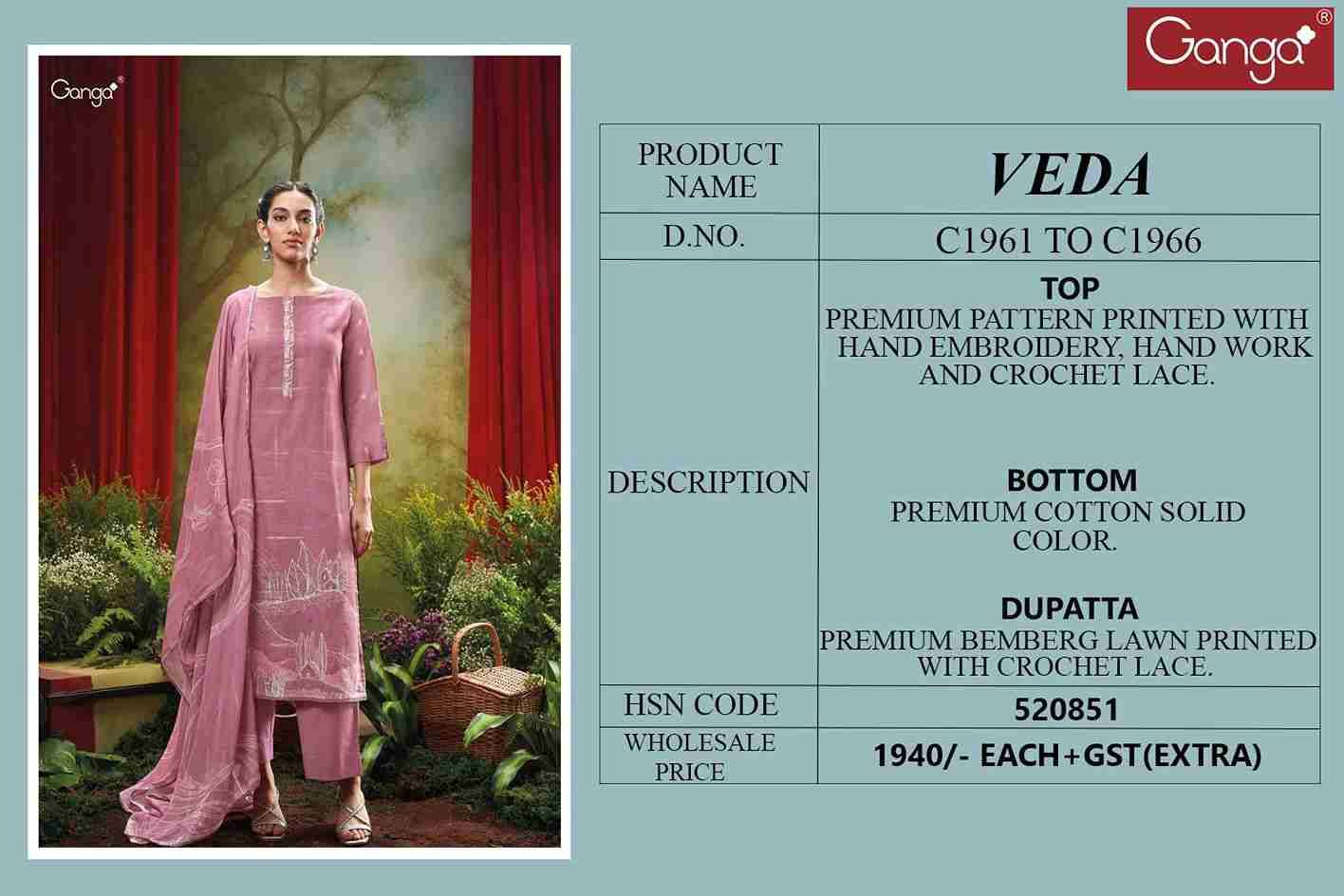 Veda By Ganga Fashion 1961 To 1966 Series Beautiful Festive Suits Colorful Stylish Fancy Casual Wear & Ethnic Wear Fancy Print Dresses At Wholesale Price