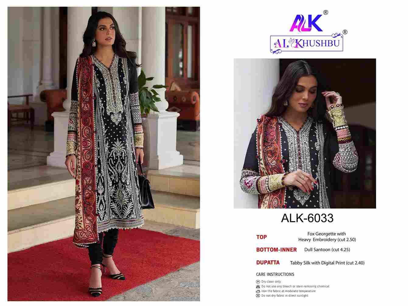 Al Khushbu Hit Design 6033 By Al Khushbu Beautiful Pakistani Suits Colorful Stylish Fancy Casual Wear & Ethnic Wear Faux Georgette Embroidered Dresses At Wholesale Price