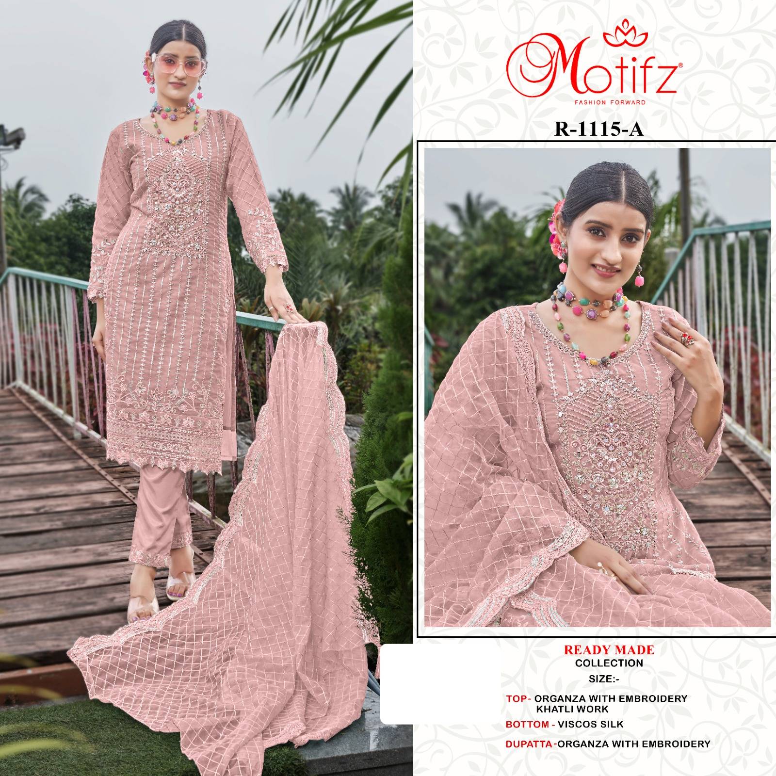 Motifz Hit Design 1115 Colours By Motifz 1115-A To 1115-D Series Beautiful Pakistani Suits Colorful Stylish Fancy Casual Wear & Ethnic Wear Organza Dresses At Wholesale Price