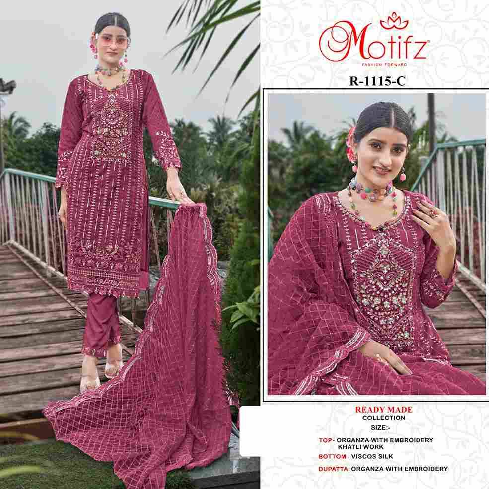 Motifz Hit Design 1115 Colours By Motifz 1115-A To 1115-D Series Beautiful Pakistani Suits Colorful Stylish Fancy Casual Wear & Ethnic Wear Organza Dresses At Wholesale Price