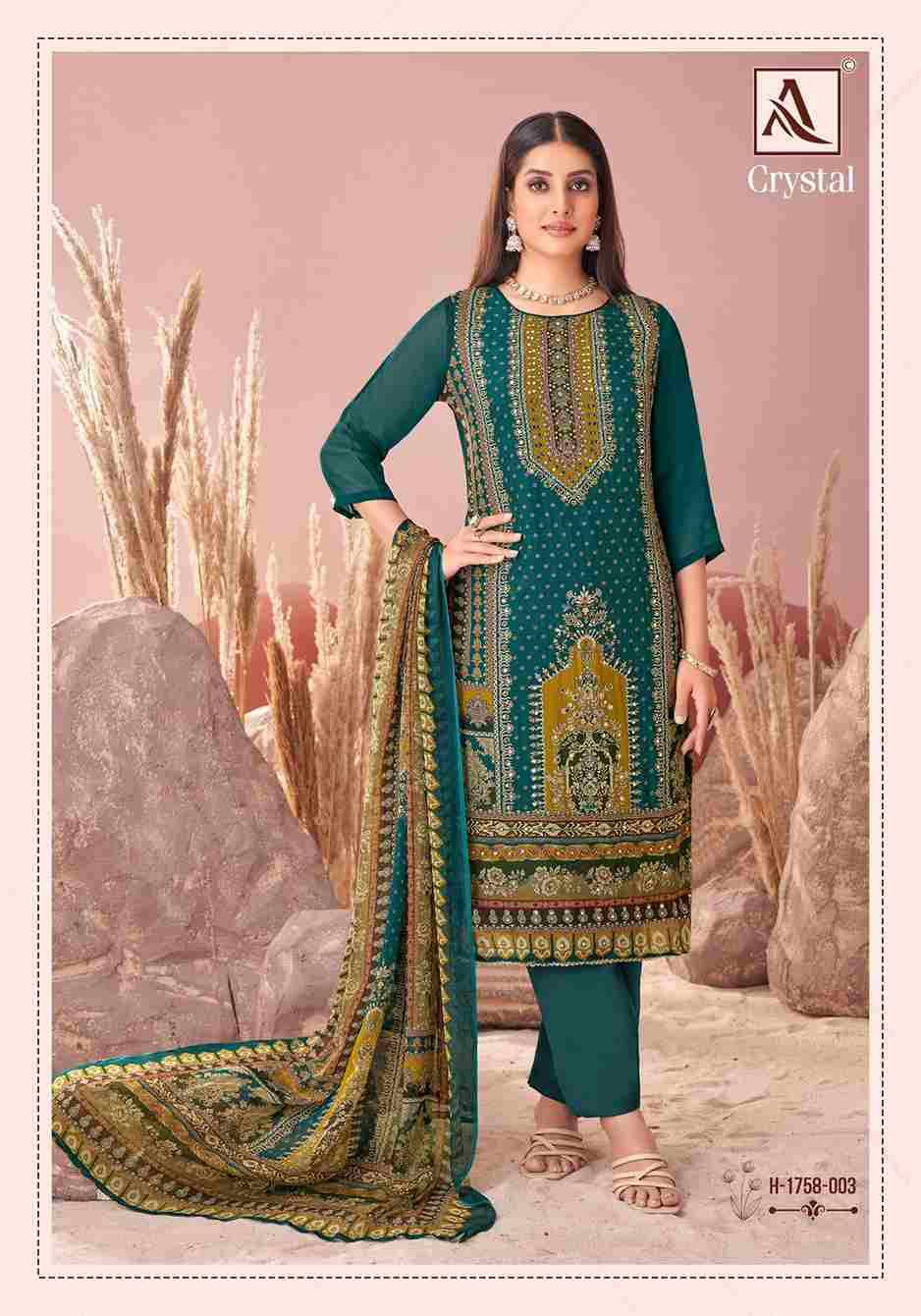 Crystal By Alok Suit 1758-001 To 1758-006 Series Beautiful Festive Suits Colorful Stylish Fancy Casual Wear & Ethnic Wear Pure Viscose Organza Dresses At Wholesale Price