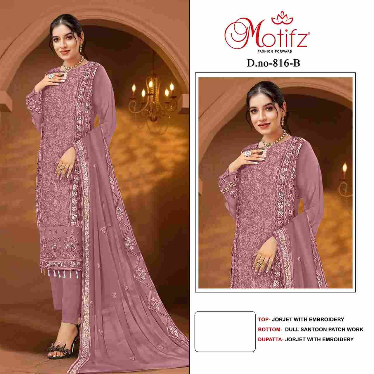 Motifz Hit Design 816 Colours By Motifz 816-A To 816-D Series Beautiful Pakistani Suits Colorful Stylish Fancy Casual Wear & Ethnic Wear Georgette Dresses At Wholesale Price