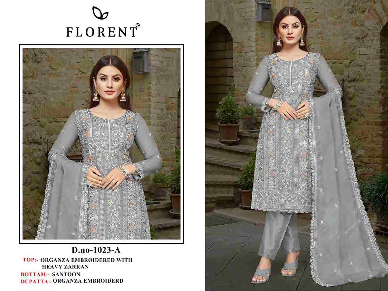 Florent 1023 Colours By Fashid Wholesale 1023-A To 1023-D Series Pakistani Suits Beautiful Fancy Colorful Stylish Party Wear & Occasional Wear Organza Embroidery Dresses At Wholesale Price
