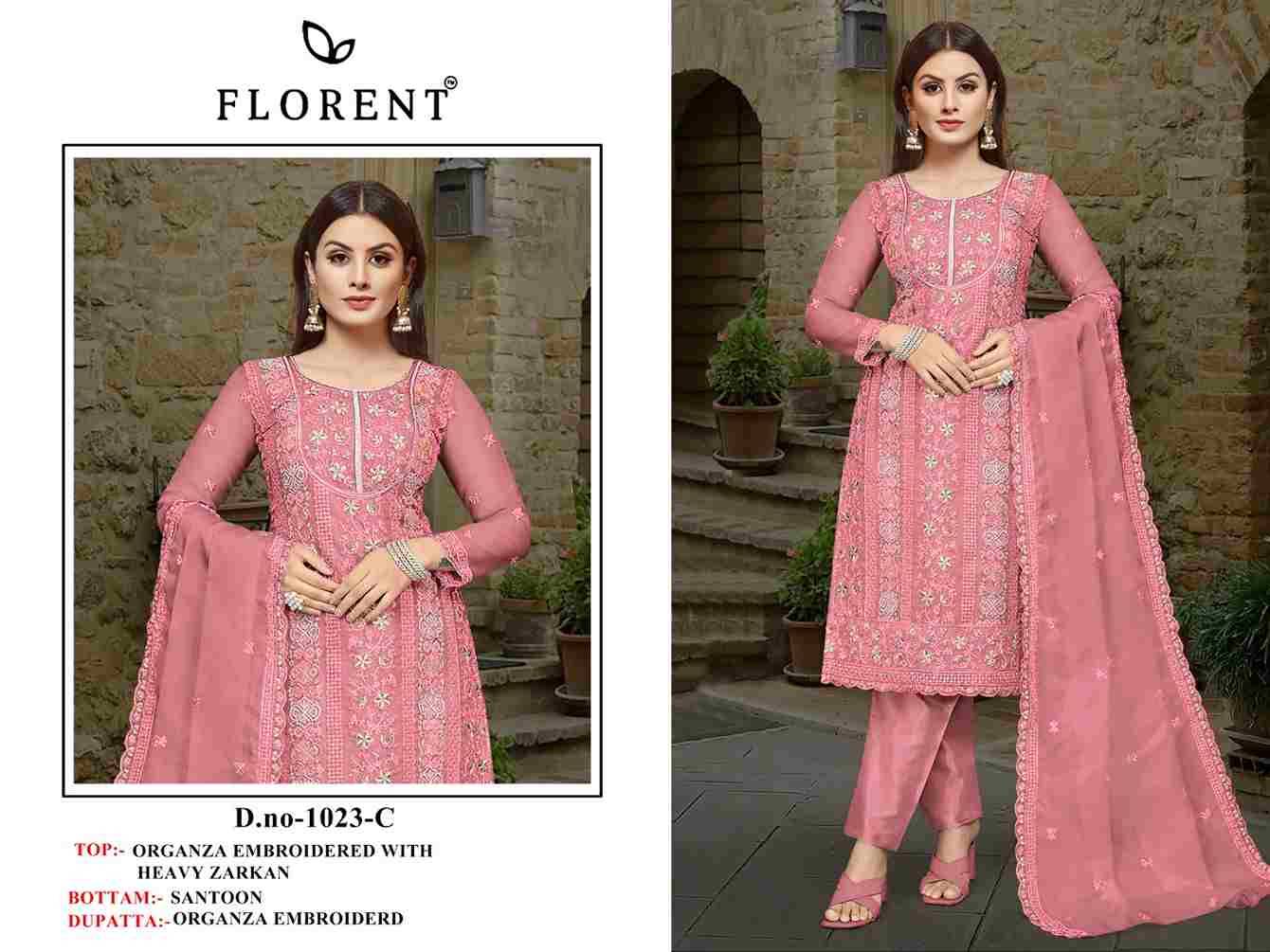 Florent 1023 Colours By Fashid Wholesale 1023-A To 1023-D Series Pakistani Suits Beautiful Fancy Colorful Stylish Party Wear & Occasional Wear Organza Embroidery Dresses At Wholesale Price