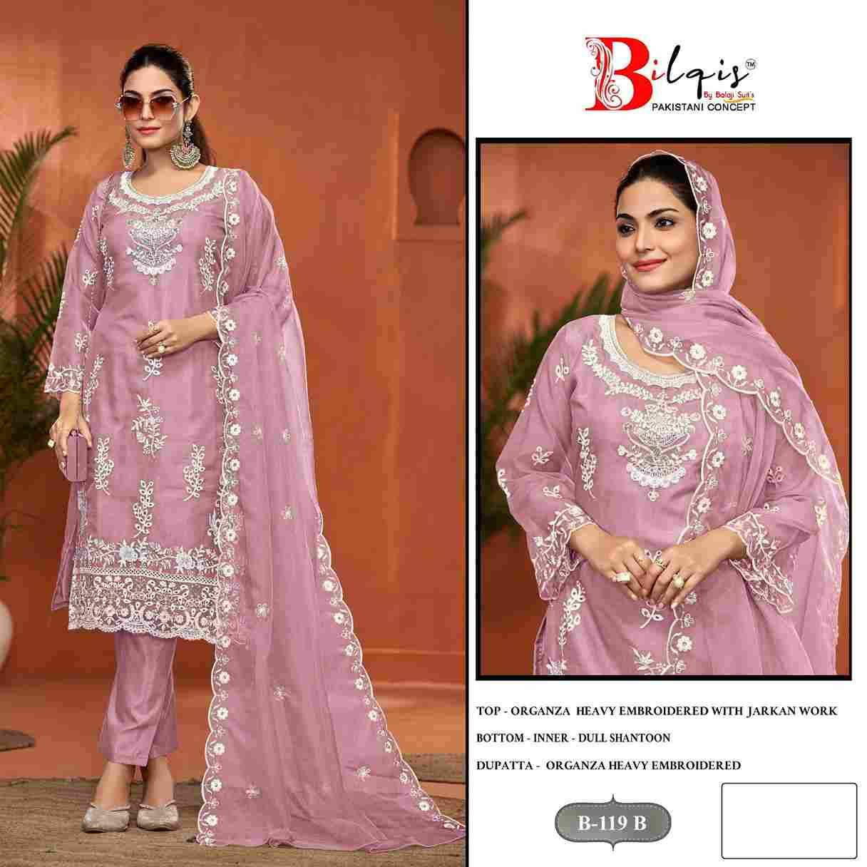 Bilqis 119 Colours By Bilqis 119-A To 119-D Series Beautiful Pakistani Suits Stylish Fancy Colorful Party Wear & Occasional Wear Organza Embroidery Dresses At Wholesale Price