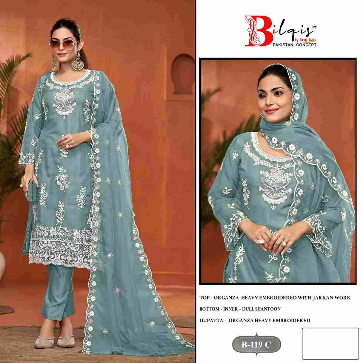 Bilqis 119 Colours By Bilqis 119-A To 119-D Series Beautiful Pakistani Suits Stylish Fancy Colorful Party Wear & Occasional Wear Organza Embroidery Dresses At Wholesale Price