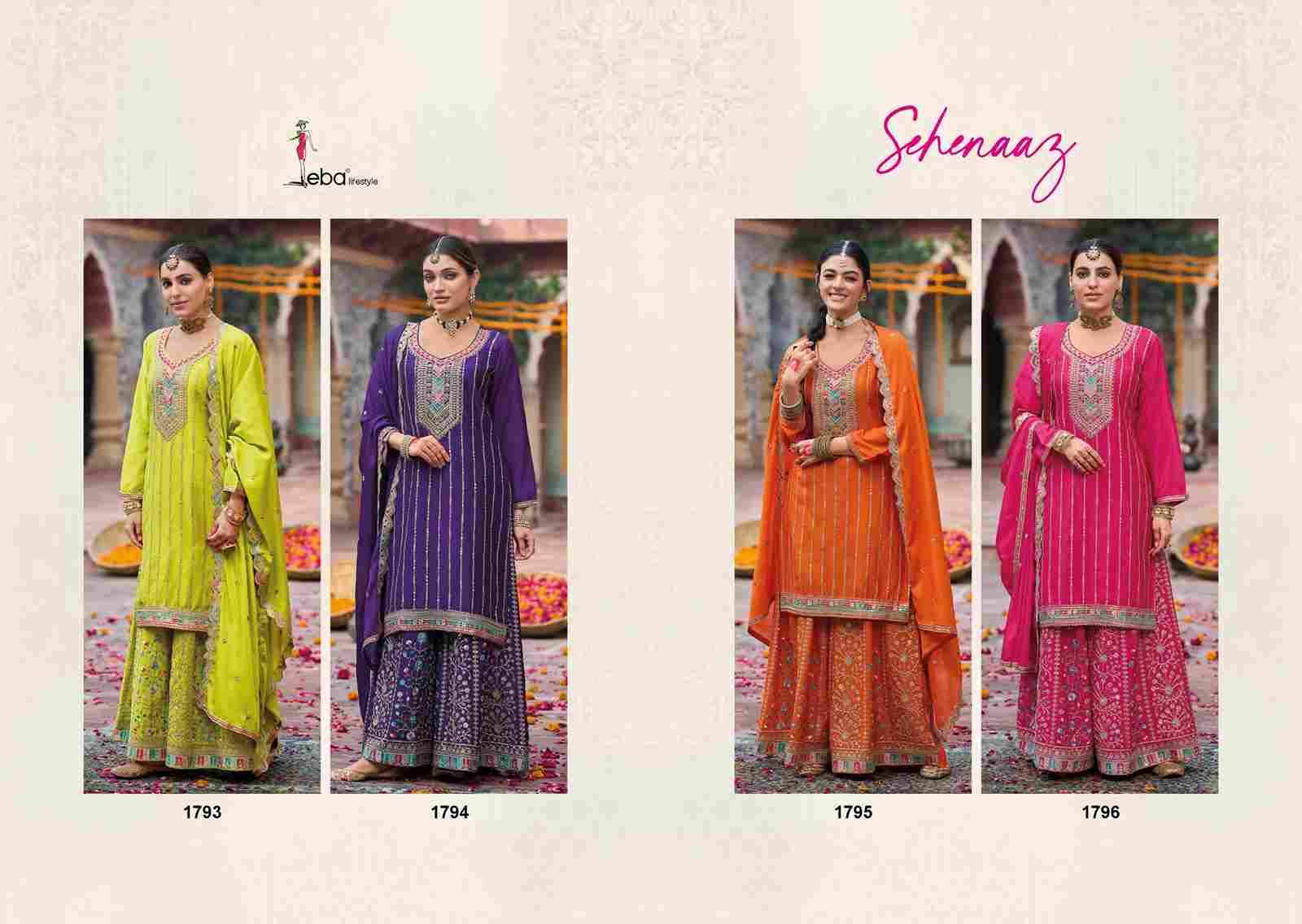 Sehenaaz By Eba Lifestyle 1793 To 1796 Series Beautiful Sharara Suits Colorful Stylish Fancy Casual Wear & Ethnic Wear Chinnon Embroidery Dresses At Wholesale Price