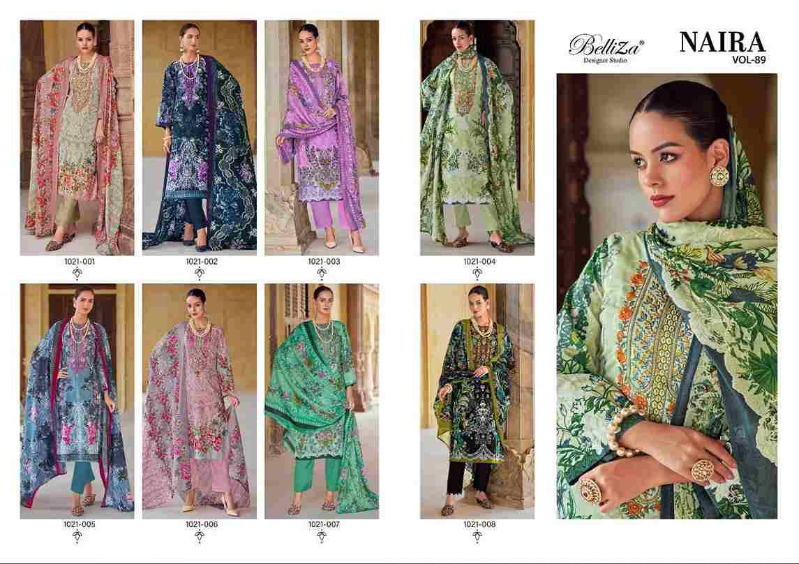 Naira Vol-89 By Belliza 1021-001 To 1021-008 Series Beautiful Festive Suits Stylish Fancy Colorful Casual Wear & Ethnic Wear Pure Cotton Print Dresses At Wholesale Price