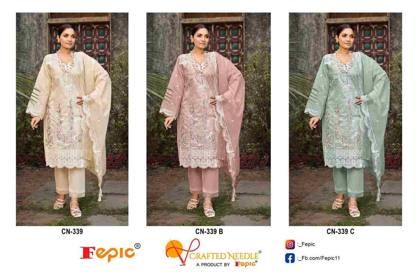 Fepic 339 Colours By Fepic 339-A To 339-C Series Beautiful Pakistani Suits Colorful Stylish Fancy Casual Wear & Ethnic Wear Organza Embroidered Dresses At Wholesale Price