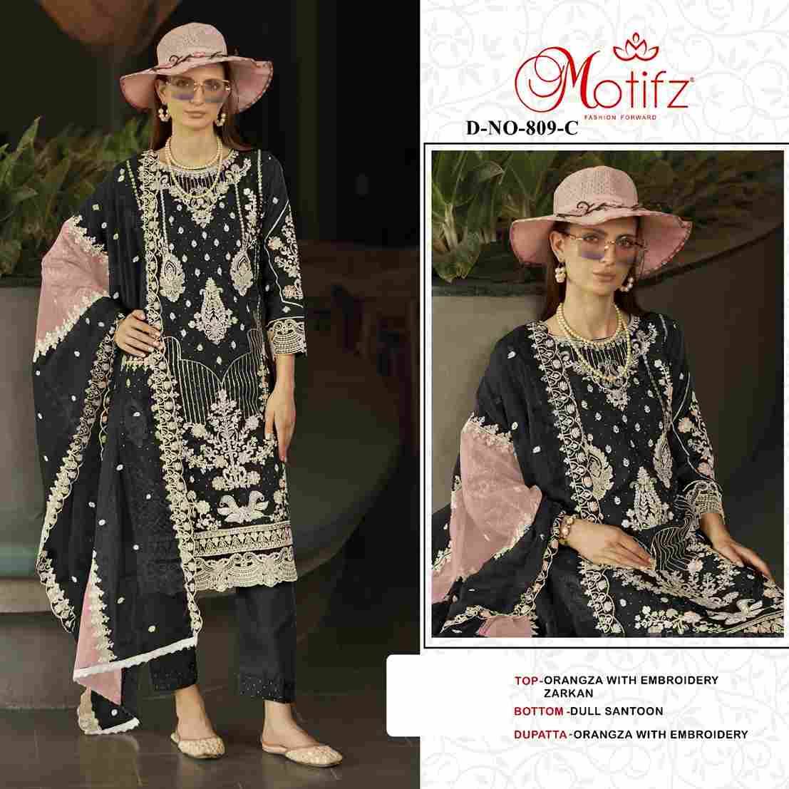 Motifz Hit Design 809 Colours By Motifz 809-A To 809-D Series Beautiful Pakistani Suits Colorful Stylish Fancy Casual Wear & Ethnic Wear Organza Dresses At Wholesale Price