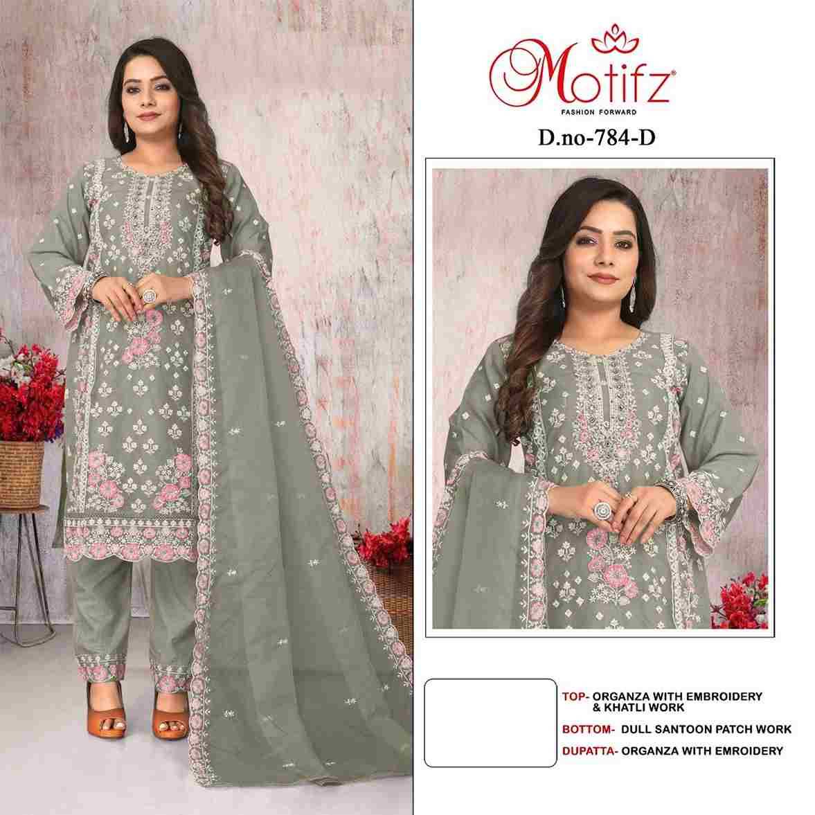 Motifz Hit Design 784 Colours By Motifz 784-A To 784-D Series Beautiful Pakistani Suits Colorful Stylish Fancy Casual Wear & Ethnic Wear Organza Dresses At Wholesale Price