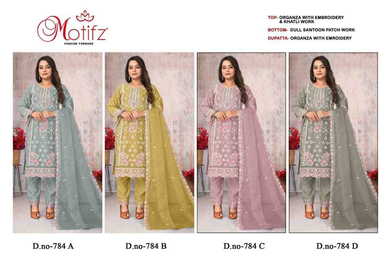 Motifz Hit Design 784 Colours By Motifz 784-A To 784-D Series Beautiful Pakistani Suits Colorful Stylish Fancy Casual Wear & Ethnic Wear Organza Dresses At Wholesale Price