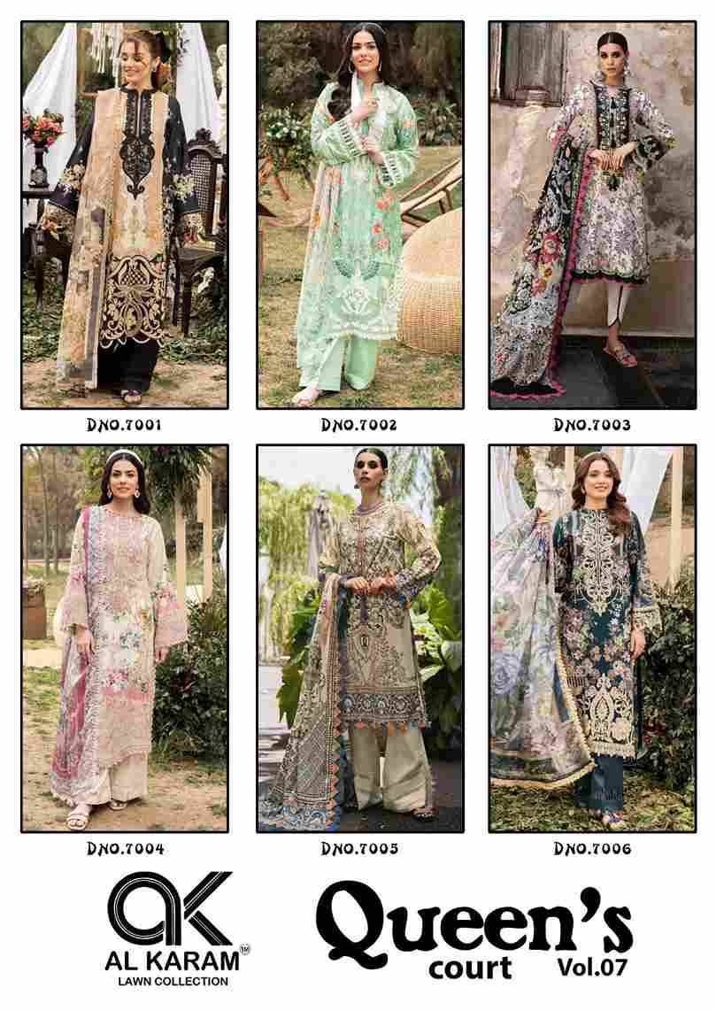 Queens Court Vol-7 By Al Karam Lawn Collection 7001 To 7006 Series Beautiful Suits Colorful Stylish Fancy Casual Wear & Ethnic Wear Pure Cambric Dresses At Wholesale Price