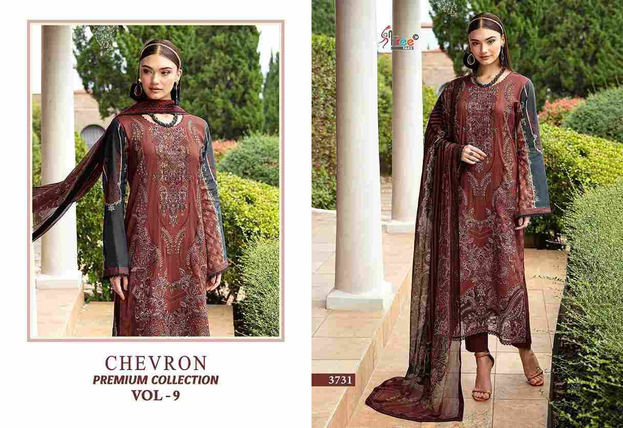 Chevron Premium Collection Vol-9 By Shree Fabs 3701 To 3708 Series Beautiful Pakistani Suits Colorful Stylish Fancy Casual Wear & Ethnic Wear Pure Cotton Embroidered Dresses At Wholesale Price