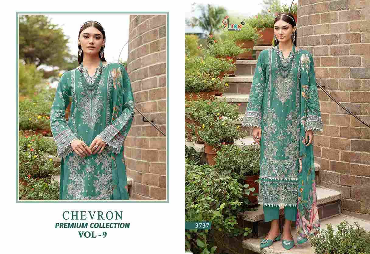 Chevron Premium Collection Vol-9 By Shree Fabs 3701 To 3708 Series Beautiful Pakistani Suits Colorful Stylish Fancy Casual Wear & Ethnic Wear Pure Cotton Embroidered Dresses At Wholesale Price