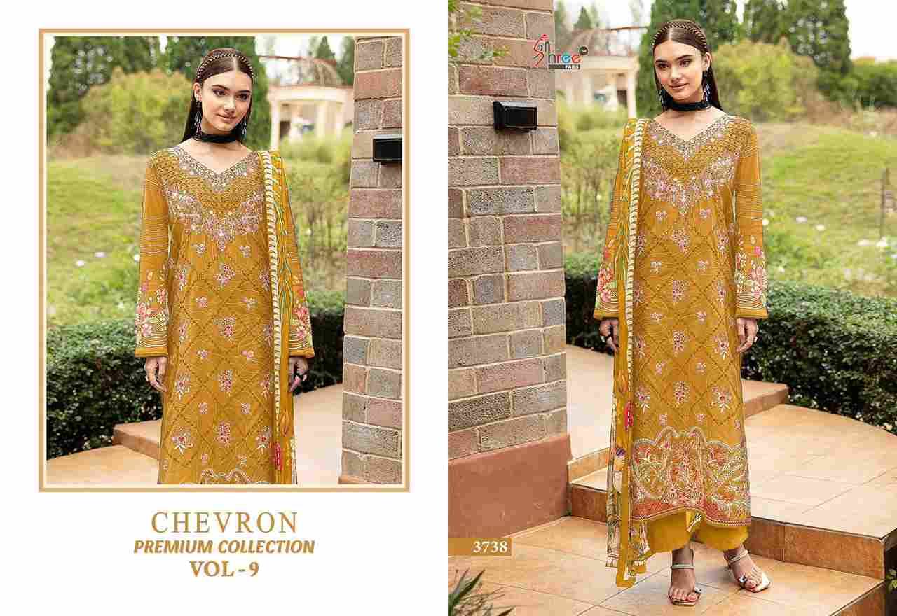 Chevron Premium Collection Vol-9 By Shree Fabs 3701 To 3708 Series Beautiful Pakistani Suits Colorful Stylish Fancy Casual Wear & Ethnic Wear Pure Cotton Embroidered Dresses At Wholesale Price