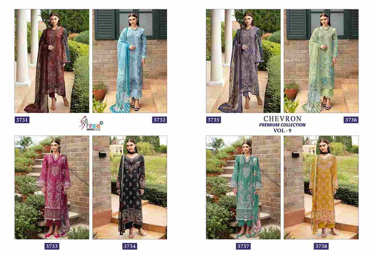 Chevron Premium Collection Vol-9 By Shree Fabs 3701 To 3708 Series Beautiful Pakistani Suits Colorful Stylish Fancy Casual Wear & Ethnic Wear Pure Cotton Embroidered Dresses At Wholesale Price