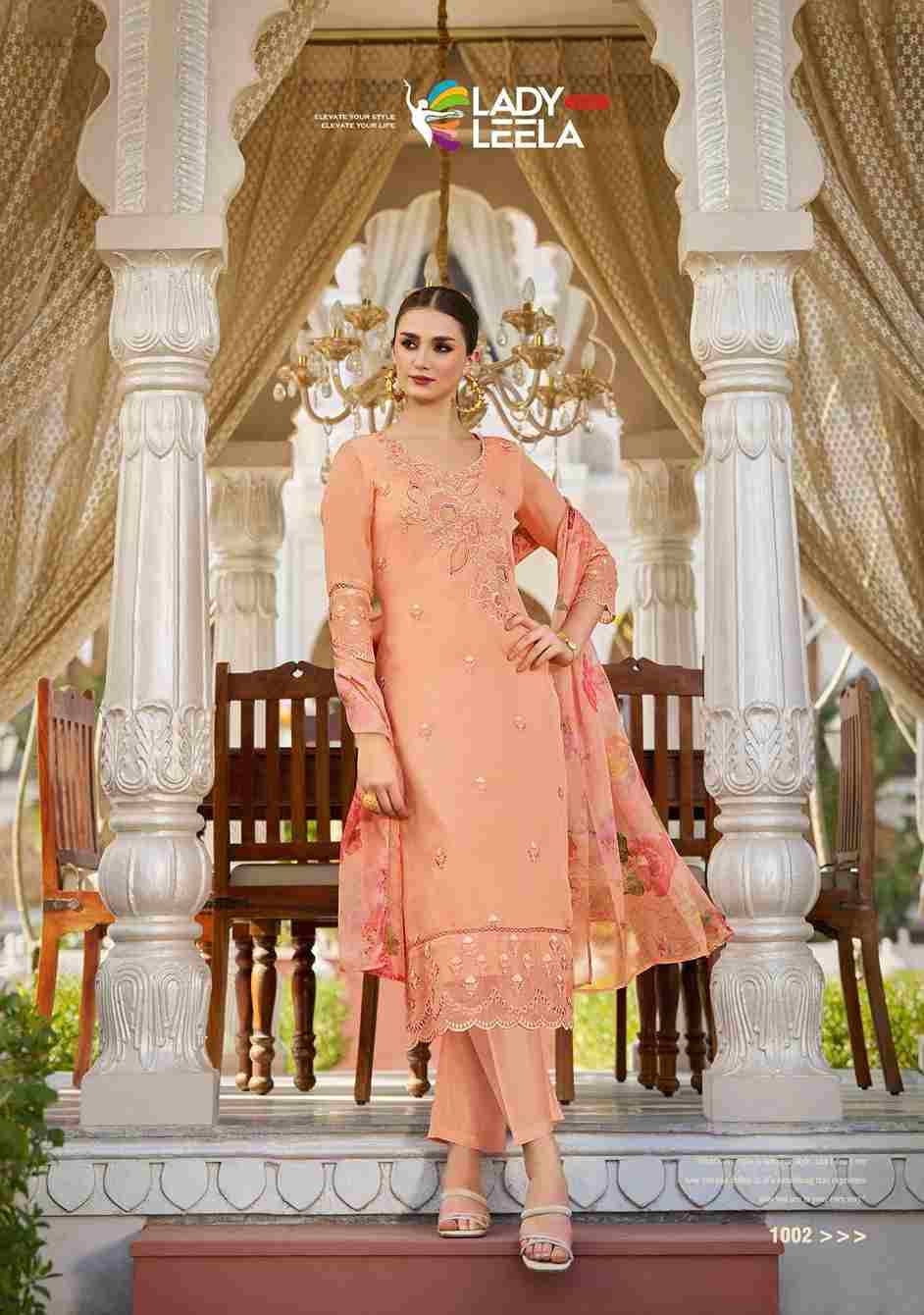 Varnika By Lady Leela 1001 To 1006 Series Designer Festive Suits Collection Beautiful Stylish Fancy Colorful Party Wear & Occasional Wear Organza Dresses At Wholesale Price