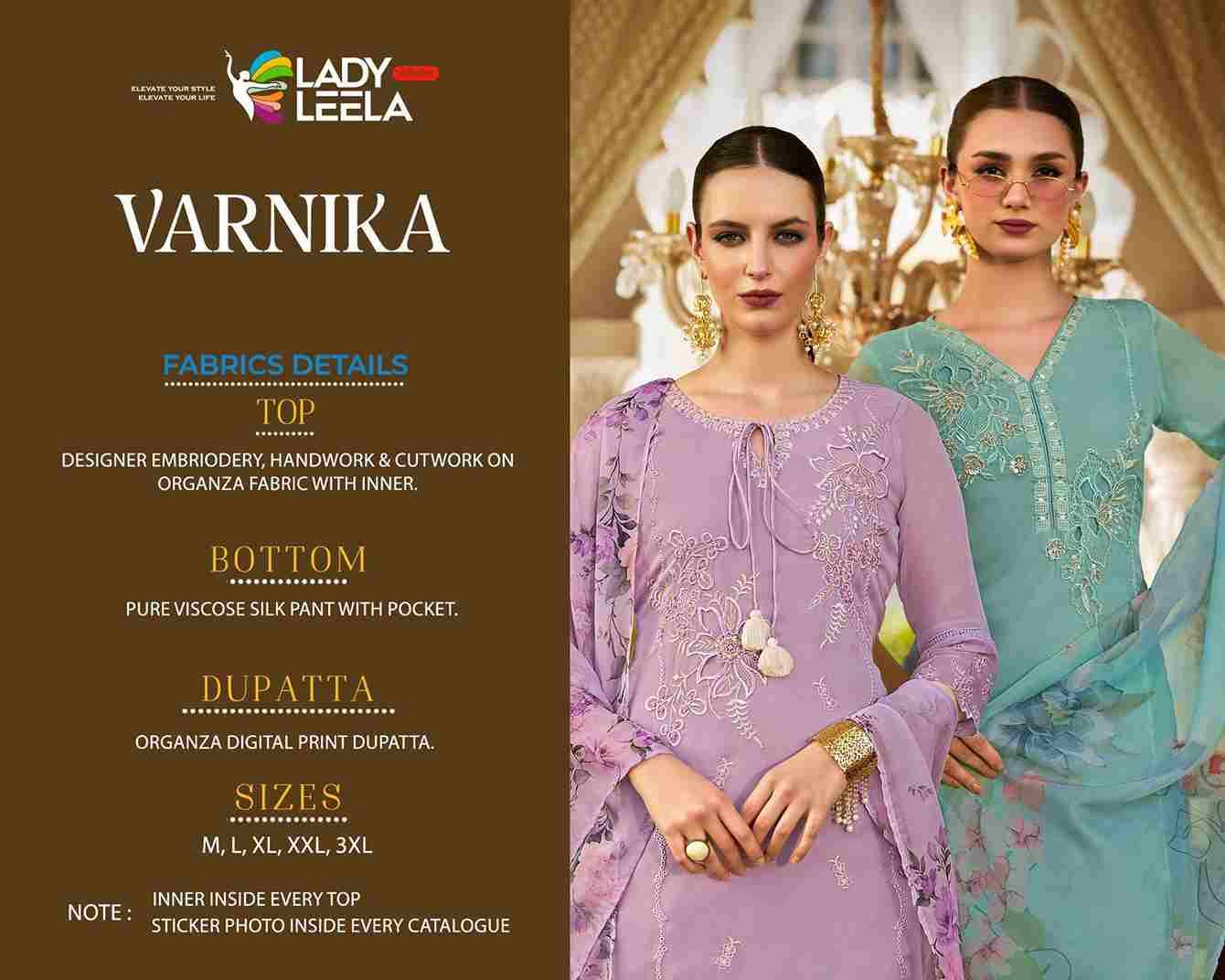 Varnika By Lady Leela 1001 To 1006 Series Designer Festive Suits Collection Beautiful Stylish Fancy Colorful Party Wear & Occasional Wear Organza Dresses At Wholesale Price