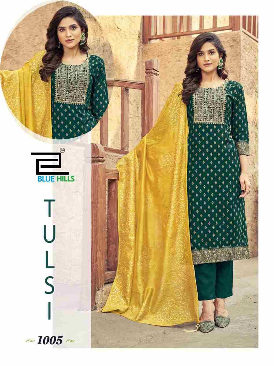 Tulsi By Blue Hills 1001 To 1007 Series Designer Suits Collection Beautiful Stylish Fancy Colorful Party Wear & Occasional Wear Rayon Foil Print Dresses At Wholesale Price