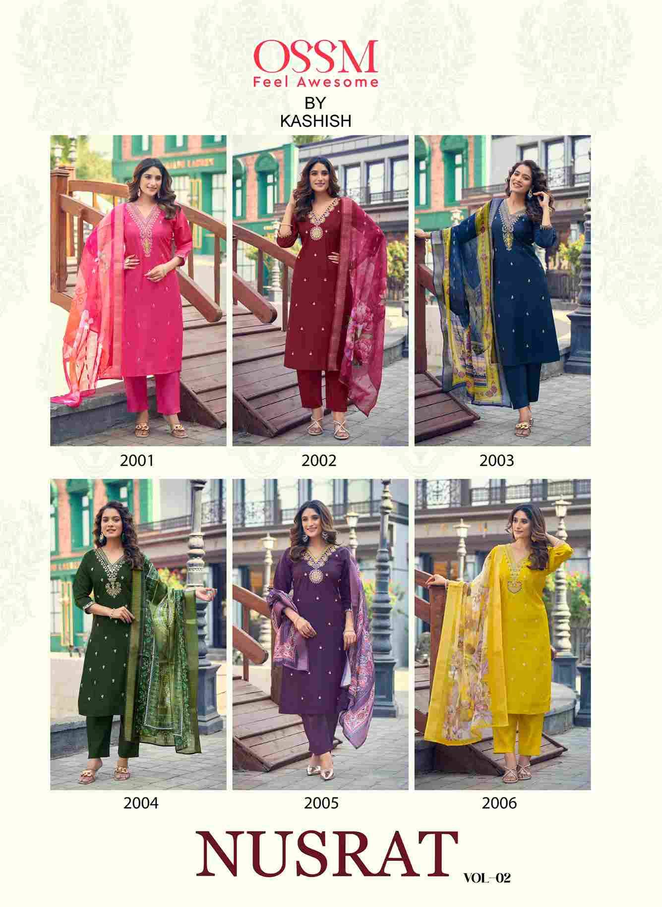 Nusrat Vol-2 By Ossm 2001 To 2006 Series Beautiful Stylish Festive Suits Fancy Colorful Casual Wear & Ethnic Wear & Ready To Wear Pure Viscose Silk Dresses At Wholesale Price