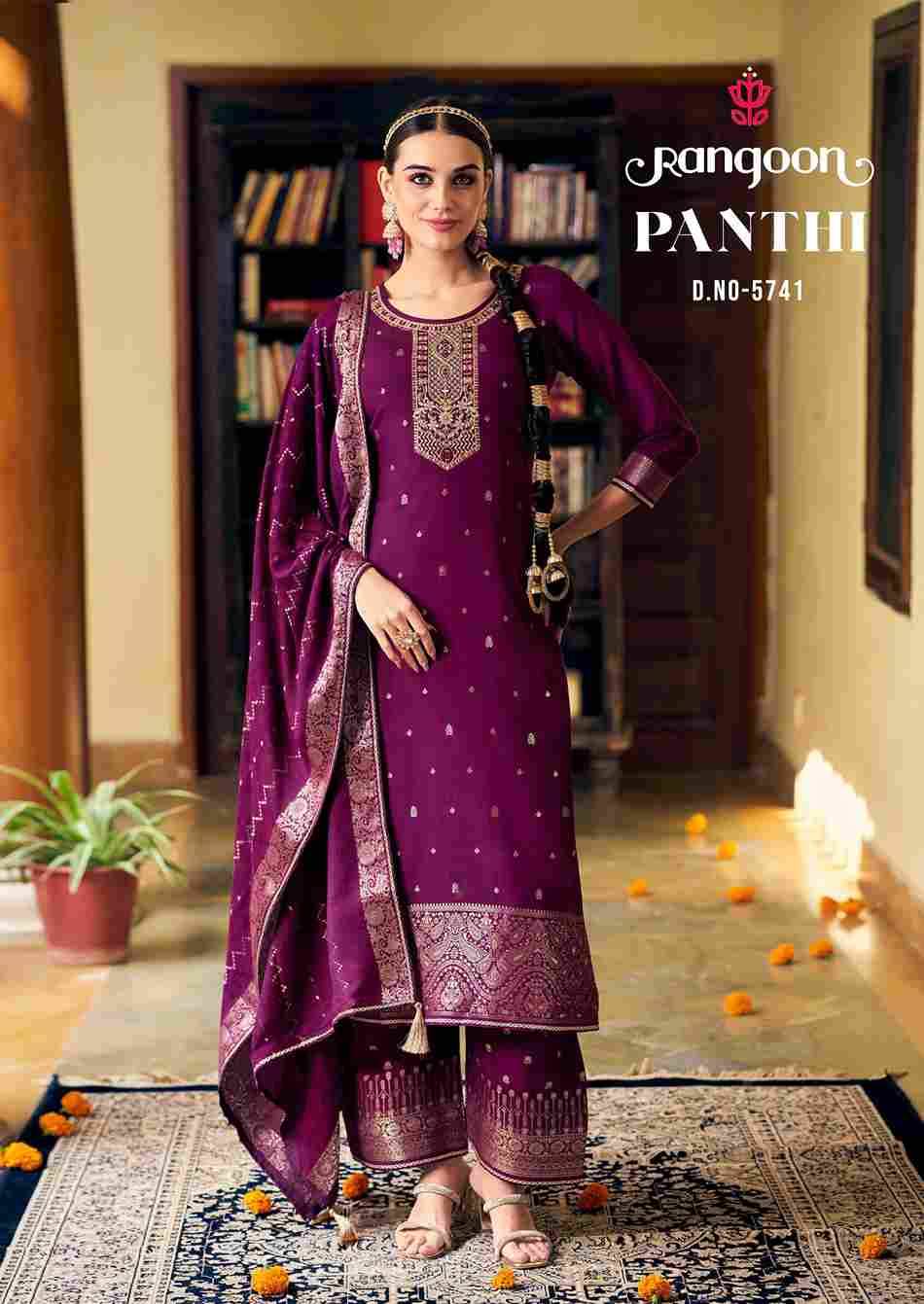 Panthi By Rangoon 5741 To 5744 Series Beautiful Stylish Festive Suits Fancy Colorful Casual Wear & Ethnic Wear & Ready To Wear Muslin Jacquard Dresses At Wholesale Price