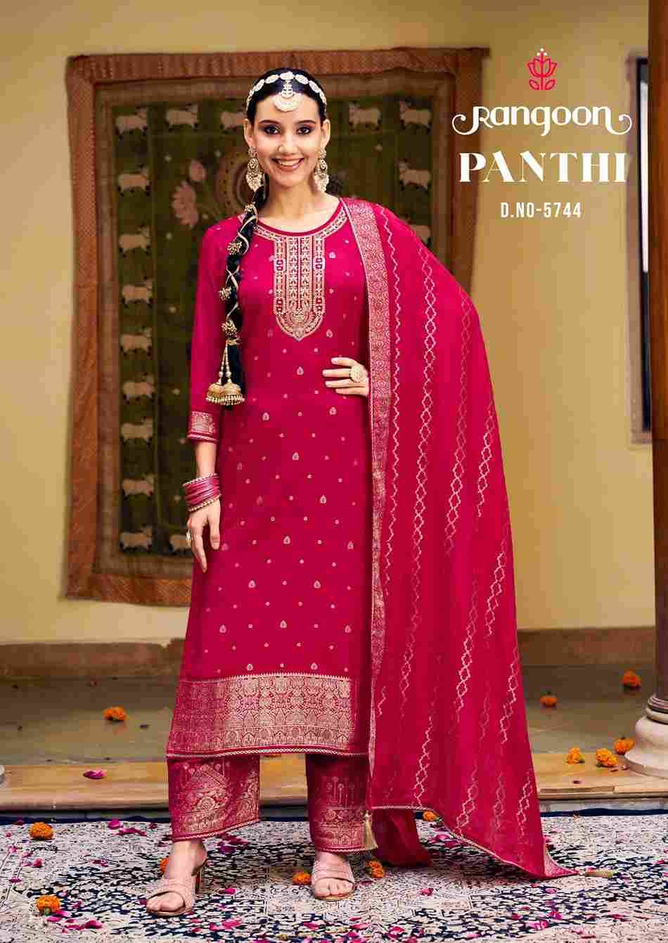 Panthi By Rangoon 5741 To 5744 Series Beautiful Stylish Festive Suits Fancy Colorful Casual Wear & Ethnic Wear & Ready To Wear Muslin Jacquard Dresses At Wholesale Price