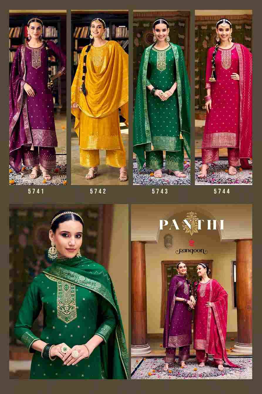 Panthi By Rangoon 5741 To 5744 Series Beautiful Stylish Festive Suits Fancy Colorful Casual Wear & Ethnic Wear & Ready To Wear Muslin Jacquard Dresses At Wholesale Price