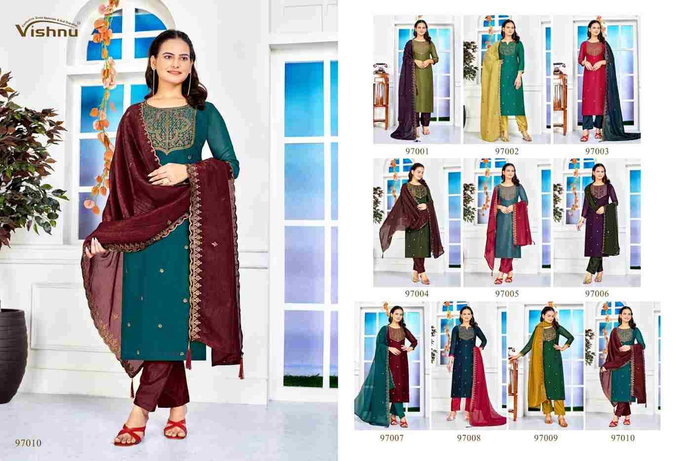 Sarista By Vishnu 97001 To 97010 Series Beautiful Stylish Festive Suits Fancy Colorful Casual Wear & Ethnic Wear & Ready To Wear Crunchey Silk Dresses At Wholesale Price