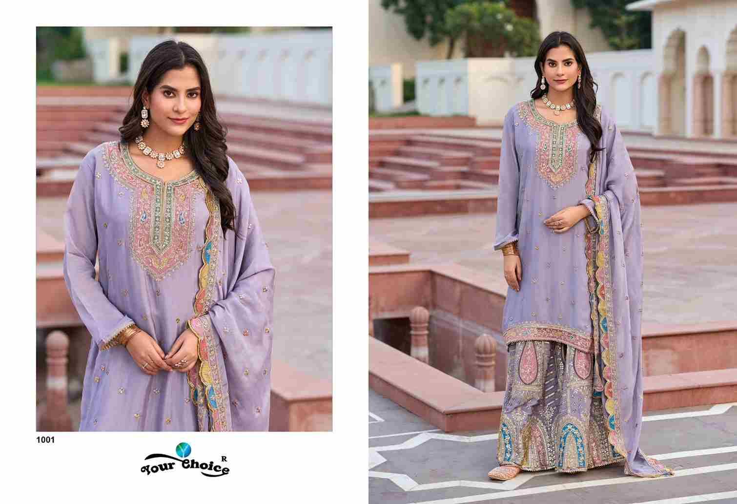 Zeenat By Your Choice 1001 To 1005 Series Beautiful Stylish Sharara Suits Fancy Colorful Casual Wear & Ethnic Wear & Ready To Wear Heavy Chinnon Embroidered Dresses At Wholesale Price